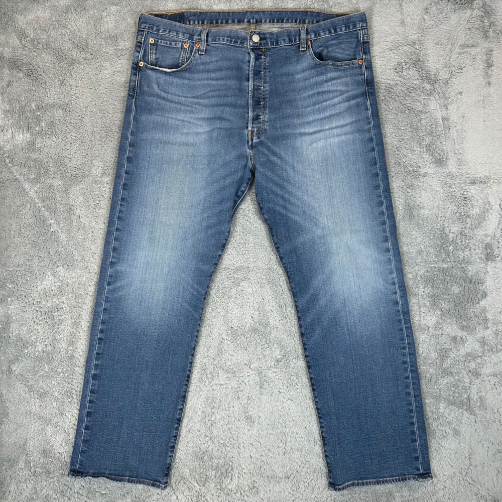 Levis 501 Original Fit Jeans Mens 42x29 Blue Medium Wash Button Fly 00501-3080